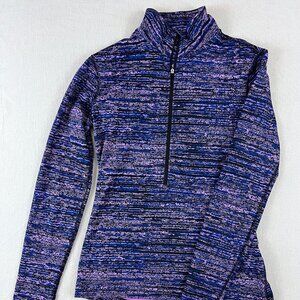 Nike Pro Dri Fit Womens Shirt Med Purple 1/2 Zip Pullover Long Sleeve Thumbholes